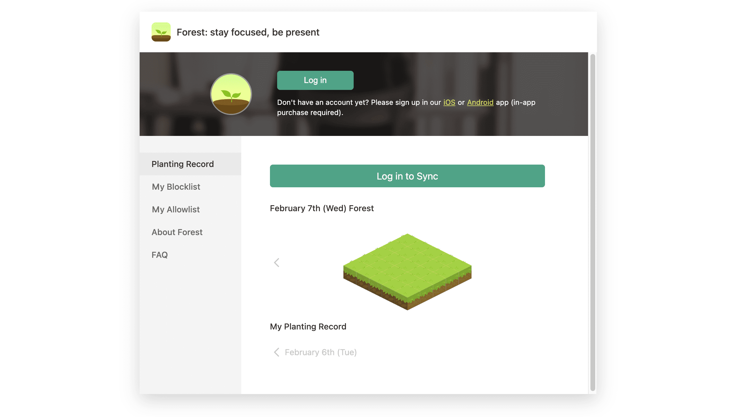 The Forest App is easy to setup, even using a free account!